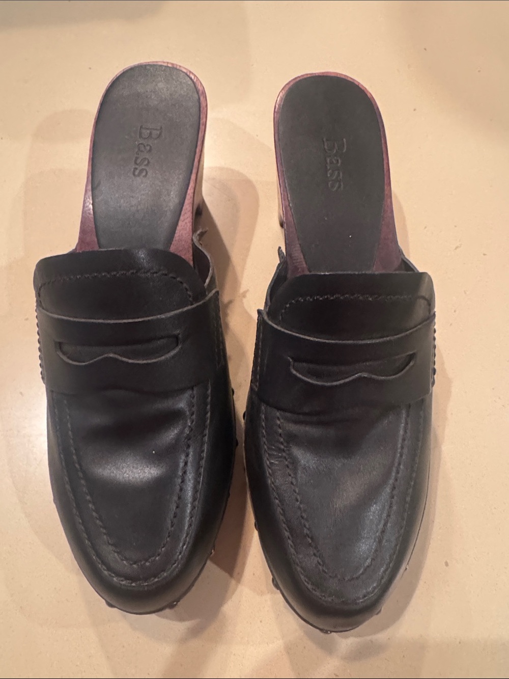 ☀️2 FOR 20!☀️Bass Black Leather Slip-On Mule Loafers